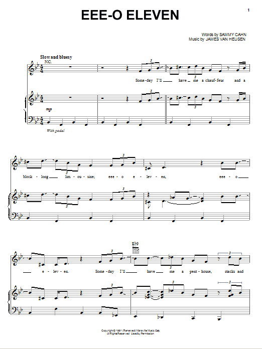 Sammy Davis, Jr. EEE-O-Eleven sheet music notes and chords arranged for Piano & Vocal