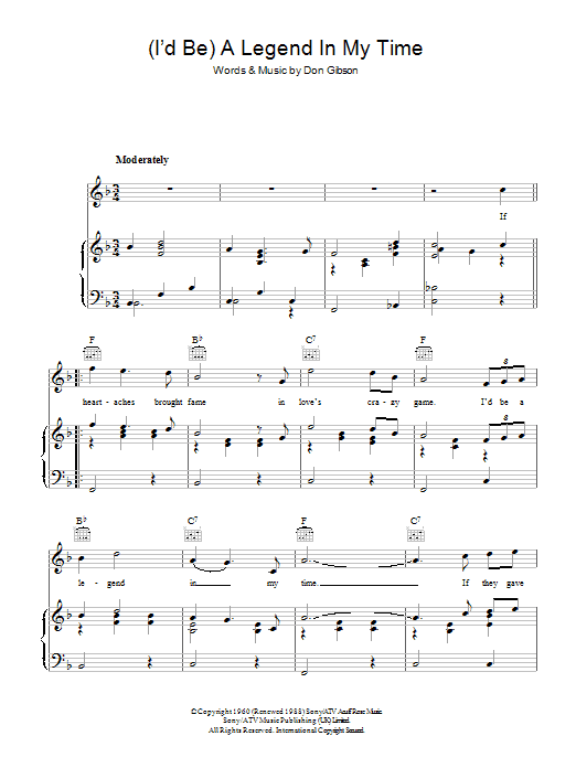 Sammy Davis Jr. (I'd Be) A Legend In My Time sheet music notes and chords arranged for Piano, Vocal & Guitar Chords