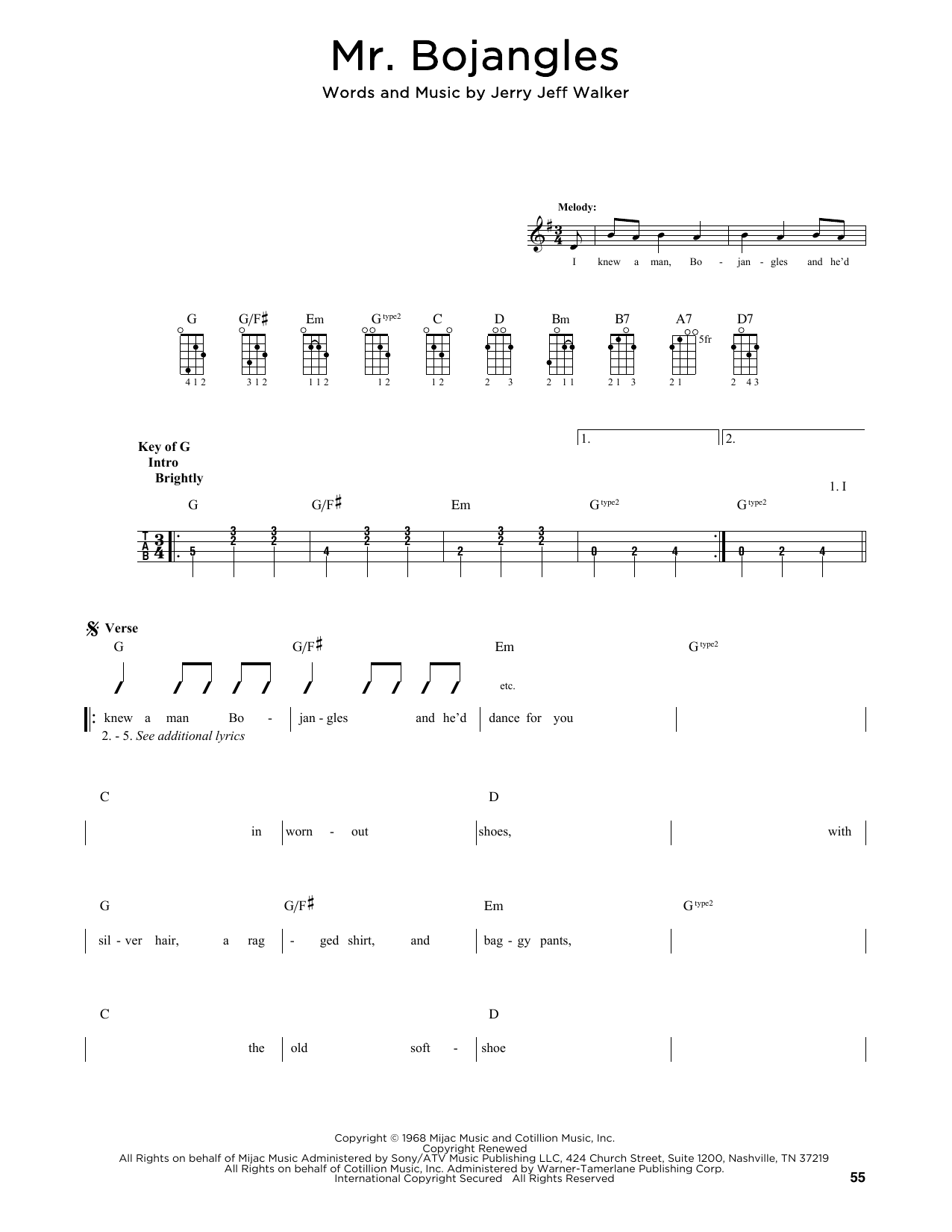 Sammy Davis Jr. Mr. Bojangles (arr. Fred Sokolow) sheet music notes and chords arranged for Mandolin
