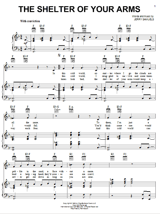 Sammy Davis Jr. The Shelter Of Your Arms sheet music notes and chords arranged for Piano, Vocal & Guitar Chords (Right-Hand Melody)