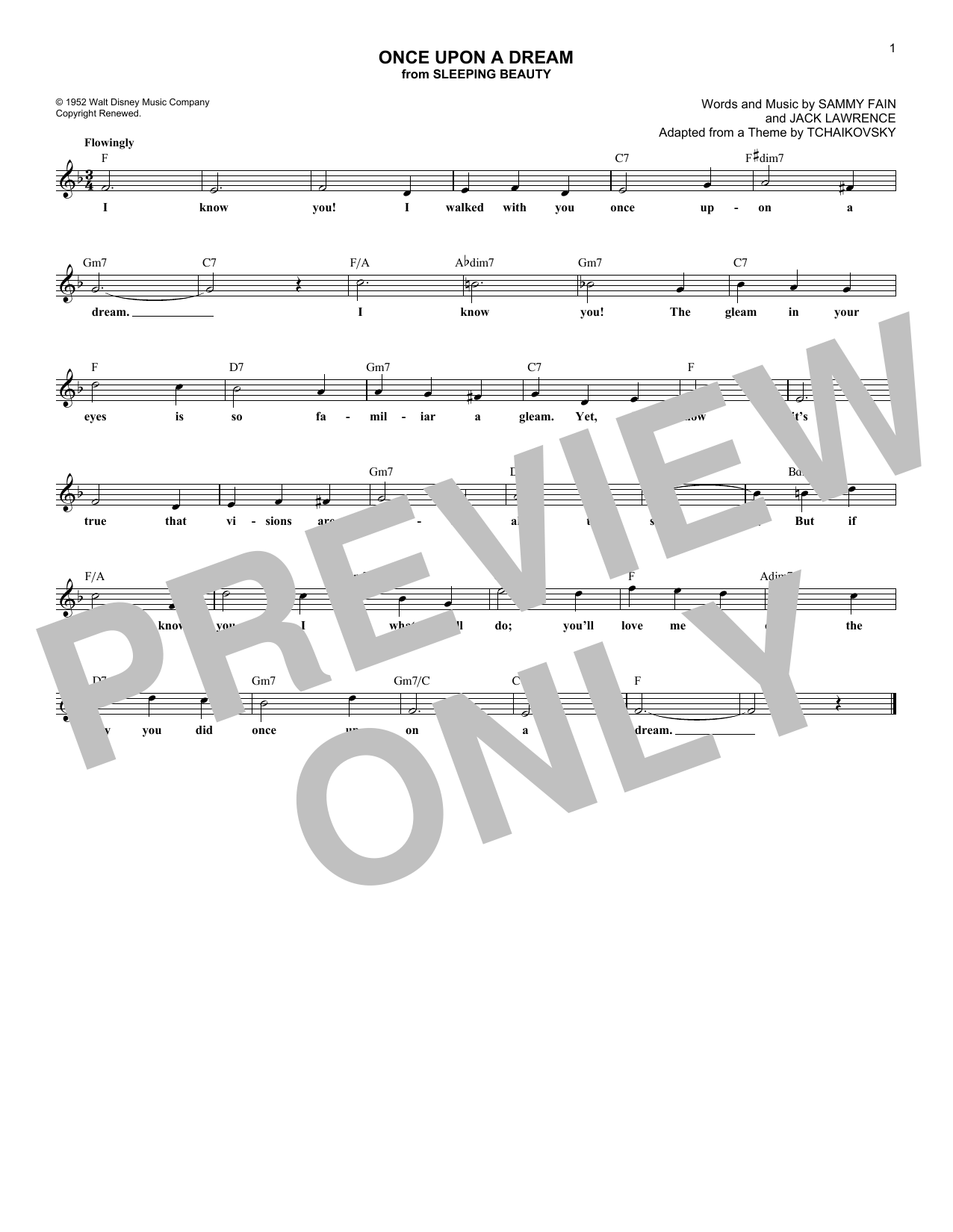 Sammy Fain & Jack Lawrence Once Upon A Dream (from Sleeping Beauty) sheet music notes and chords arranged for Cello and Piano