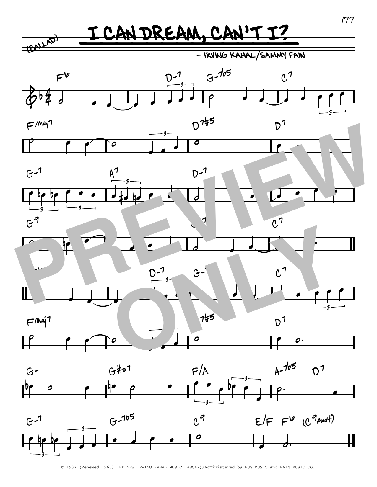Sammy Fain I Can Dream, Can't I? sheet music notes and chords arranged for Real Book – Melody & Chords