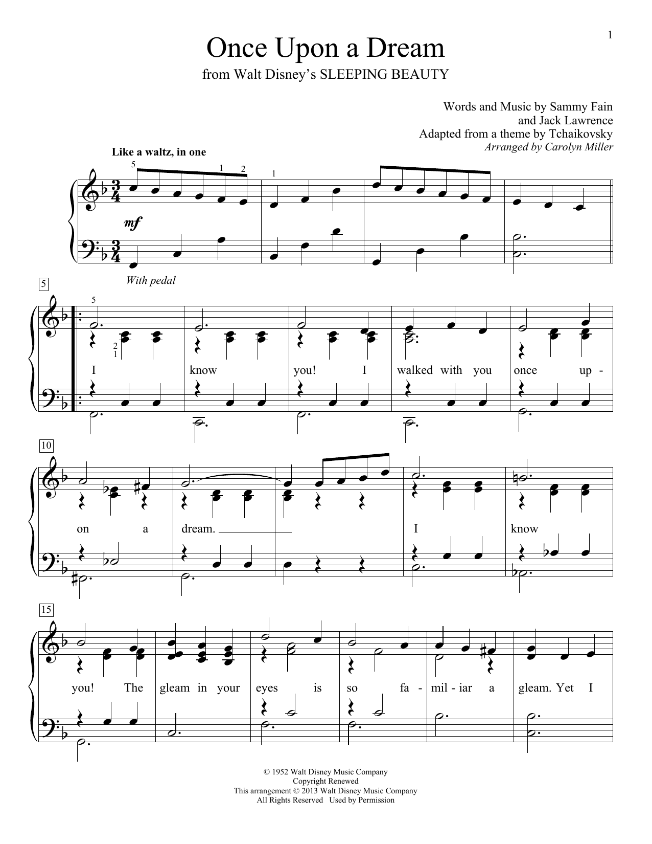 Carolyn Miller Once Upon A Dream sheet music notes and chords arranged for Educational Piano