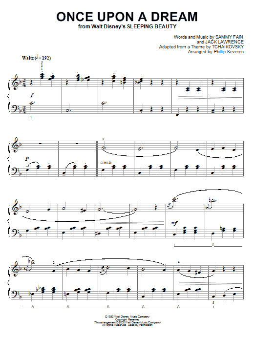 Sammy Fain Once Upon A Dream [Classical version] (arr. Phillip Keveren) sheet music notes and chords arranged for Piano Solo