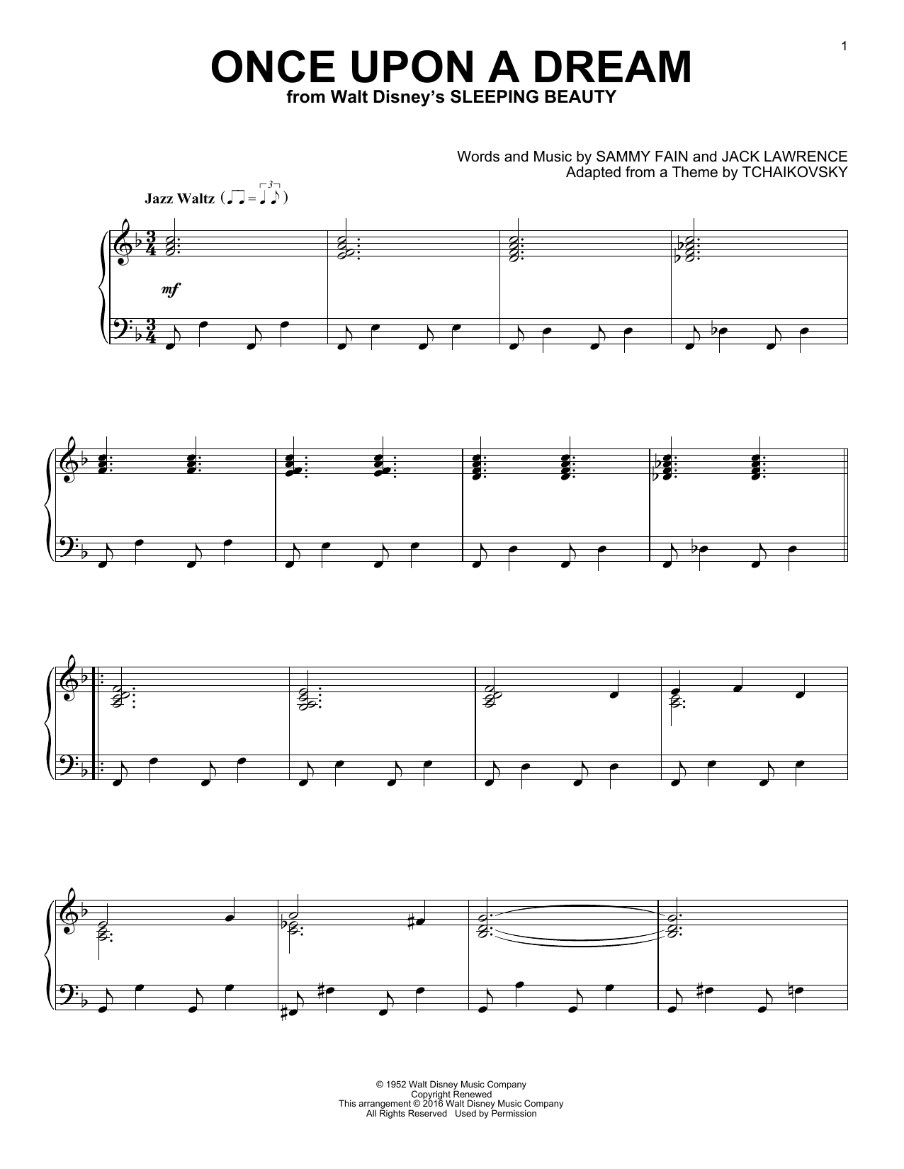 Sammy Fain Once Upon A Dream [Jazz version] sheet music notes and chords arranged for Piano Solo