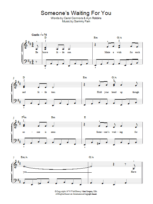 Sammy Fain Someone's Waiting For You sheet music notes and chords arranged for Piano, Vocal & Guitar Chords (Right-Hand Melody)