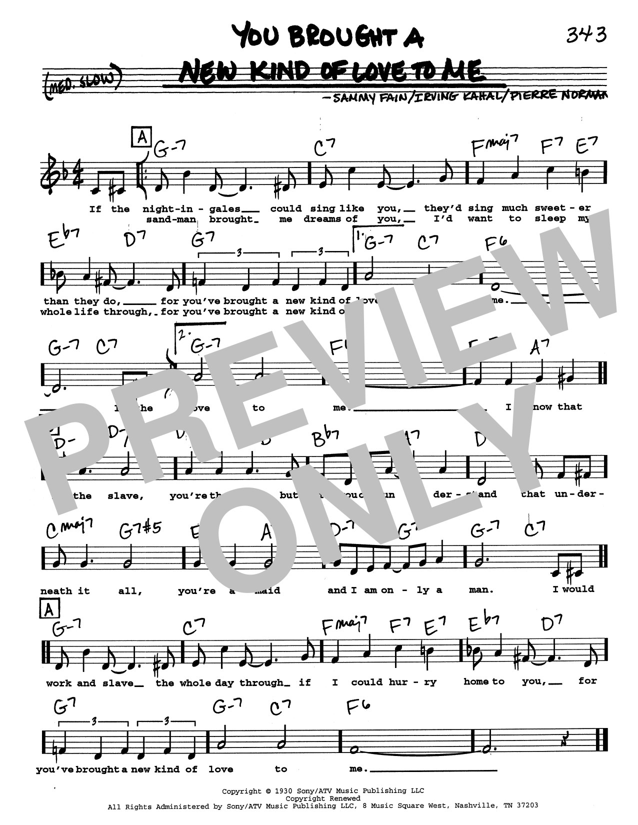 Sammy Fain You Brought A New Kind Of Love To Me (Low Voice) sheet music notes and chords arranged for Real Book – Melody, Lyrics & Chords