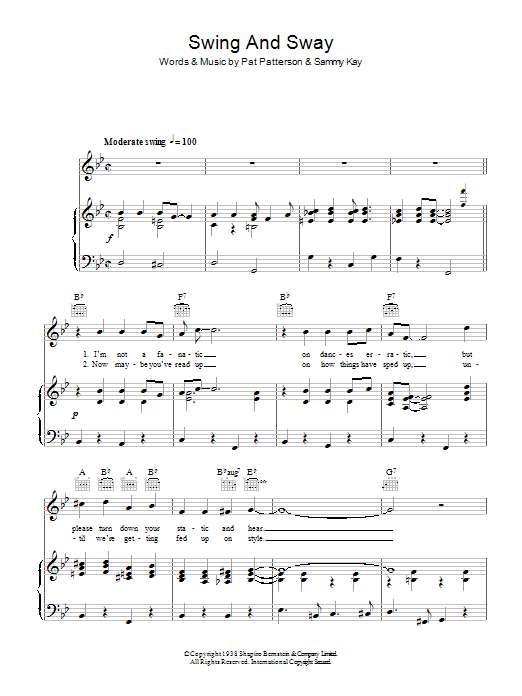 Sammy Kay Swing And Sway sheet music notes and chords arranged for Piano, Vocal & Guitar Chords
