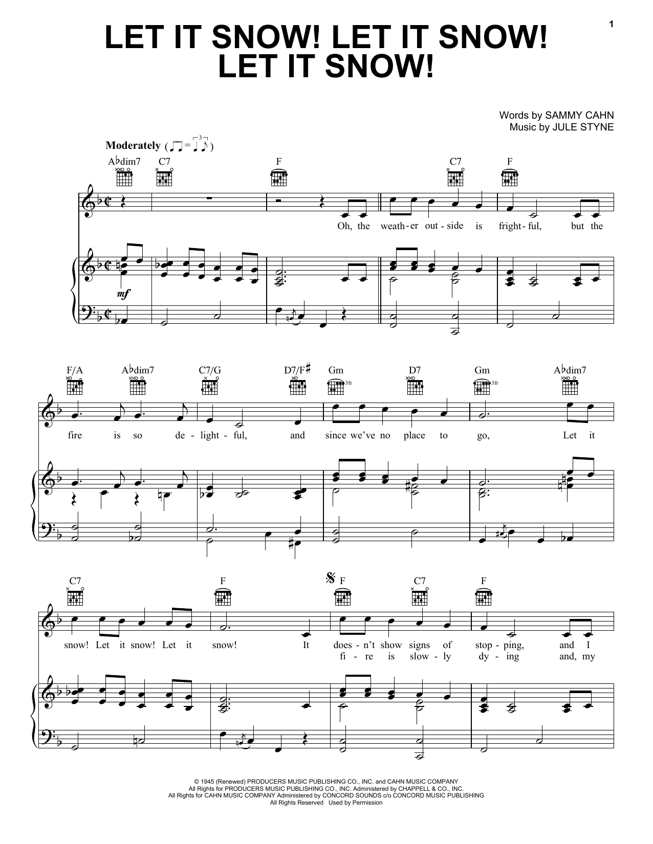 Sammy Cahn Let It Snow! Let It Snow! Let It Snow! sheet music notes and chords. Download Printable PDF.