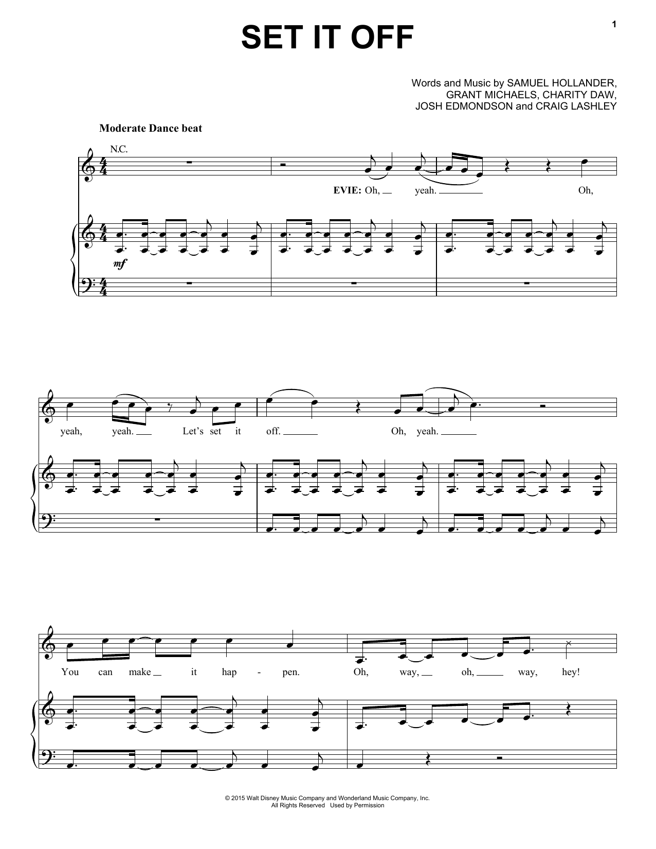 Samuel Hollander Set It Off (from Disney's Descendants) sheet music notes and chords arranged for Piano, Vocal & Guitar Chords (Right-Hand Melody)