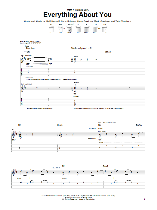 Sanctus Real Everything About You sheet music notes and chords arranged for Piano, Vocal & Guitar Chords (Right-Hand Melody)