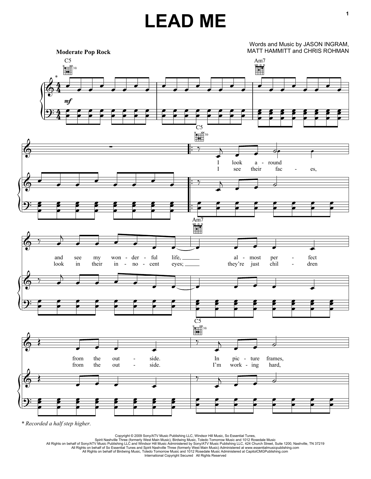 Sanctus Real Lead Me sheet music notes and chords arranged for Piano, Vocal & Guitar Chords (Right-Hand Melody)