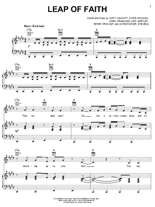 Sanctus Real Leap Of Faith sheet music notes and chords arranged for Piano, Vocal & Guitar Chords (Right-Hand Melody)