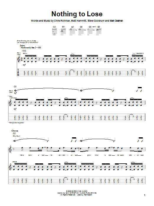 Sanctus Real Nothing To Lose sheet music notes and chords arranged for Guitar Tab