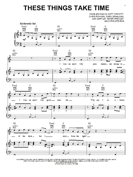 Sanctus Real These Things Take Time sheet music notes and chords arranged for Piano, Vocal & Guitar Chords (Right-Hand Melody)