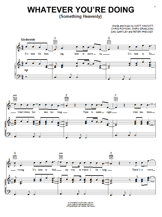 Sanctus Real Whatever You're Doing (Something Heavenly) sheet music notes and chords arranged for Easy Guitar Tab