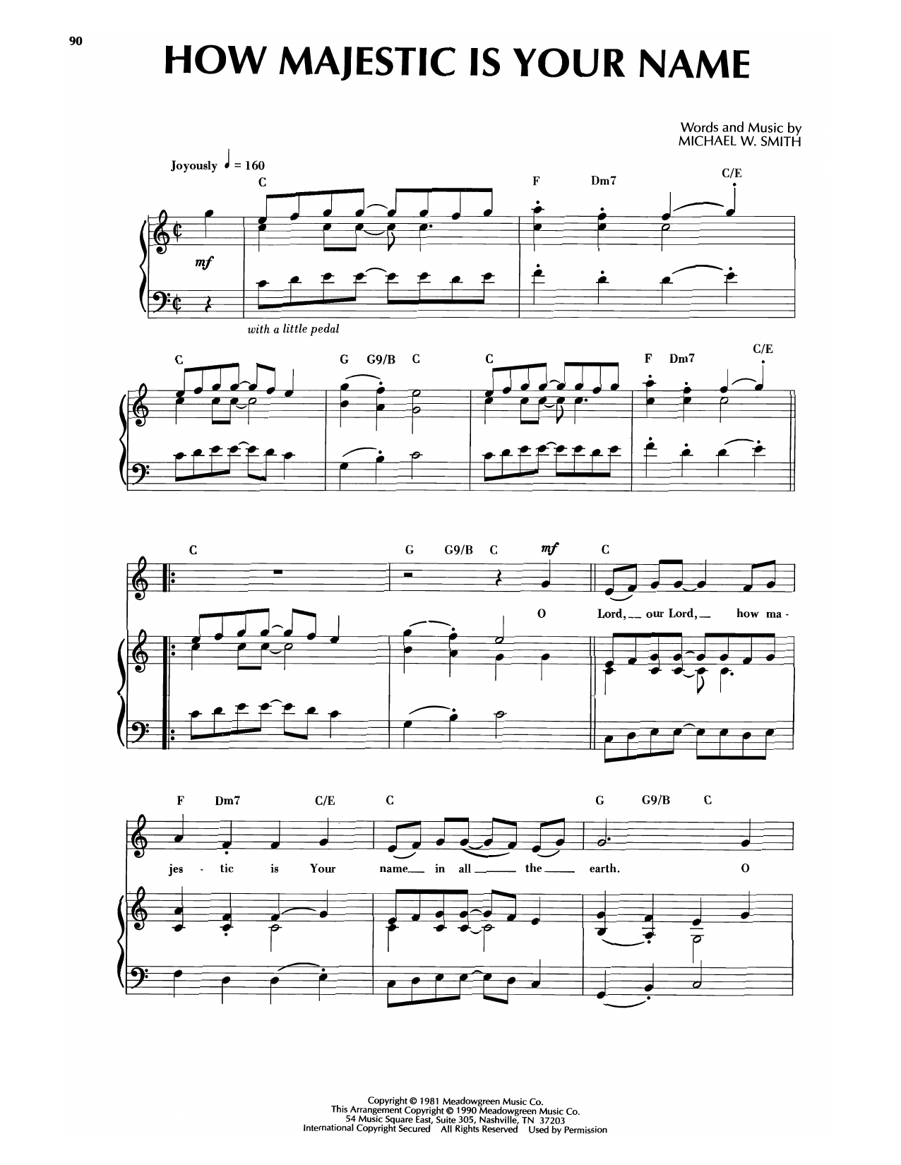 Sandi Patti How Majestic Is Your Name sheet music notes and chords arranged for Piano & Vocal