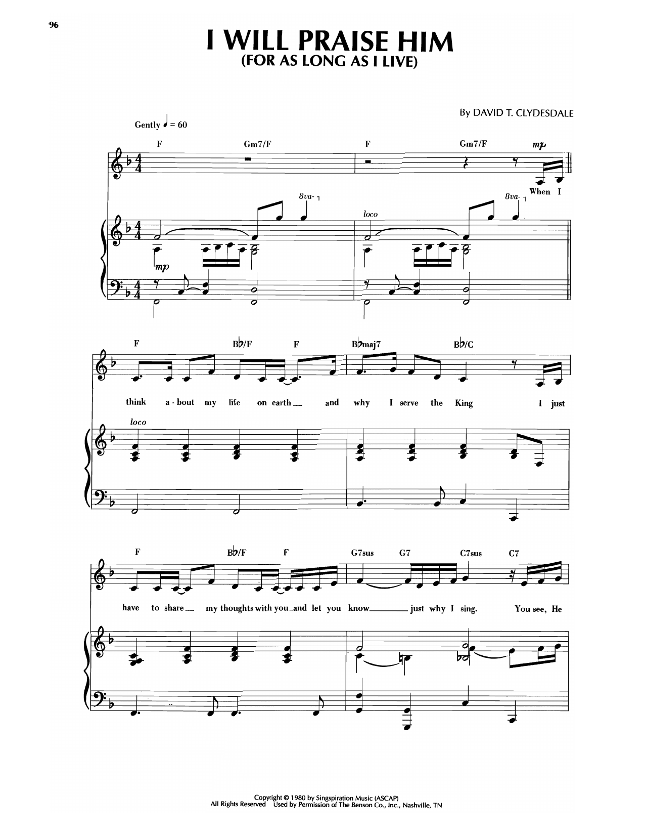Sandi Patti I Will Praise Him sheet music notes and chords arranged for Piano & Vocal