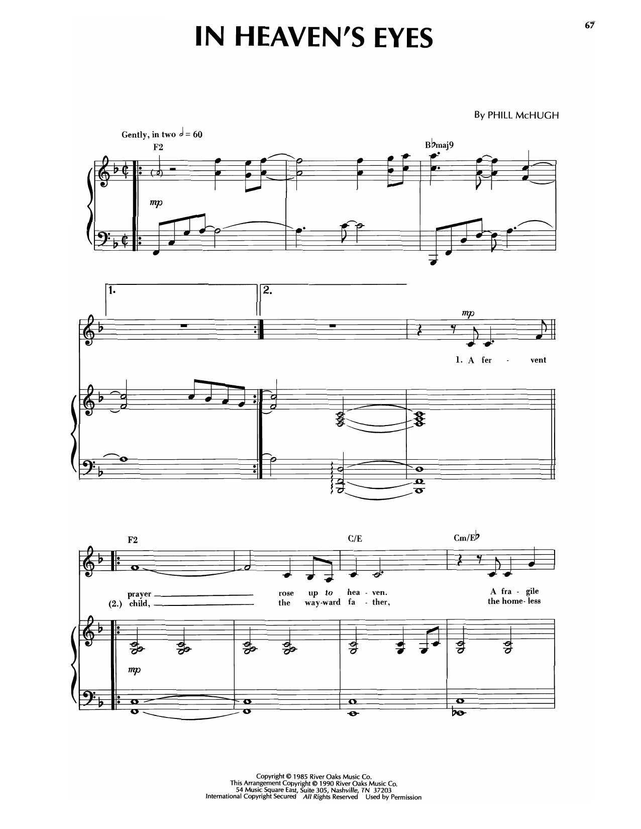 Sandi Patti In Heaven's Eyes sheet music notes and chords arranged for Piano & Vocal