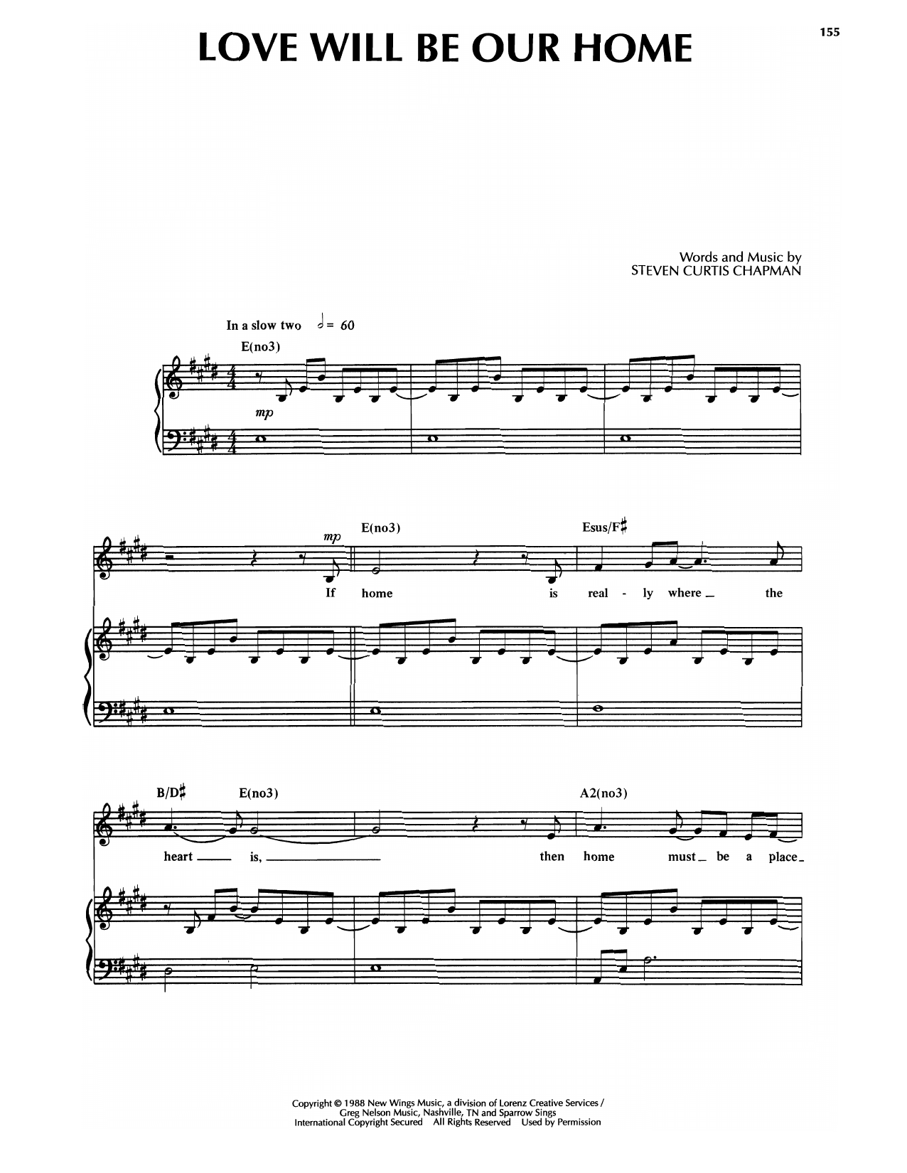 Sandi Patti Love Will Be Our Home sheet music notes and chords arranged for Piano & Vocal