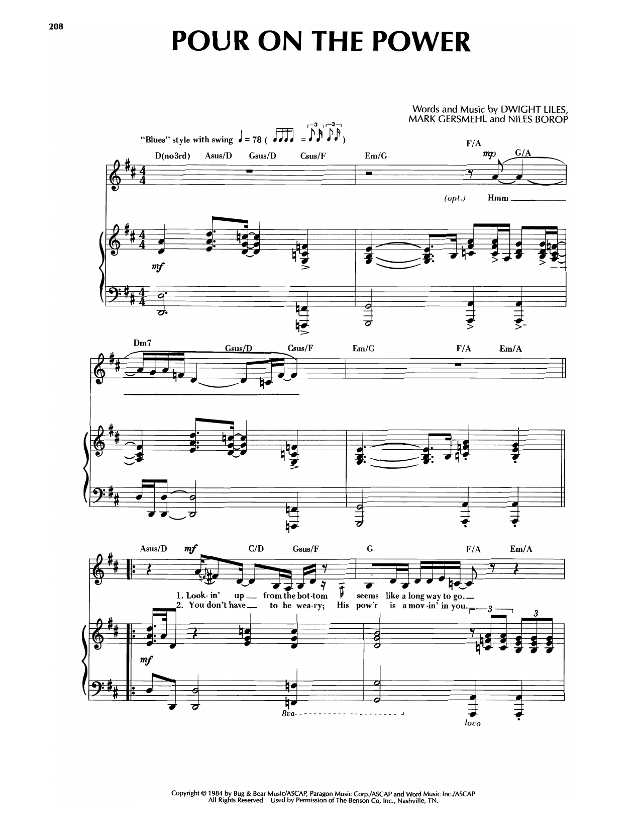 Sandi Patti Pour On The Power sheet music notes and chords arranged for Piano & Vocal
