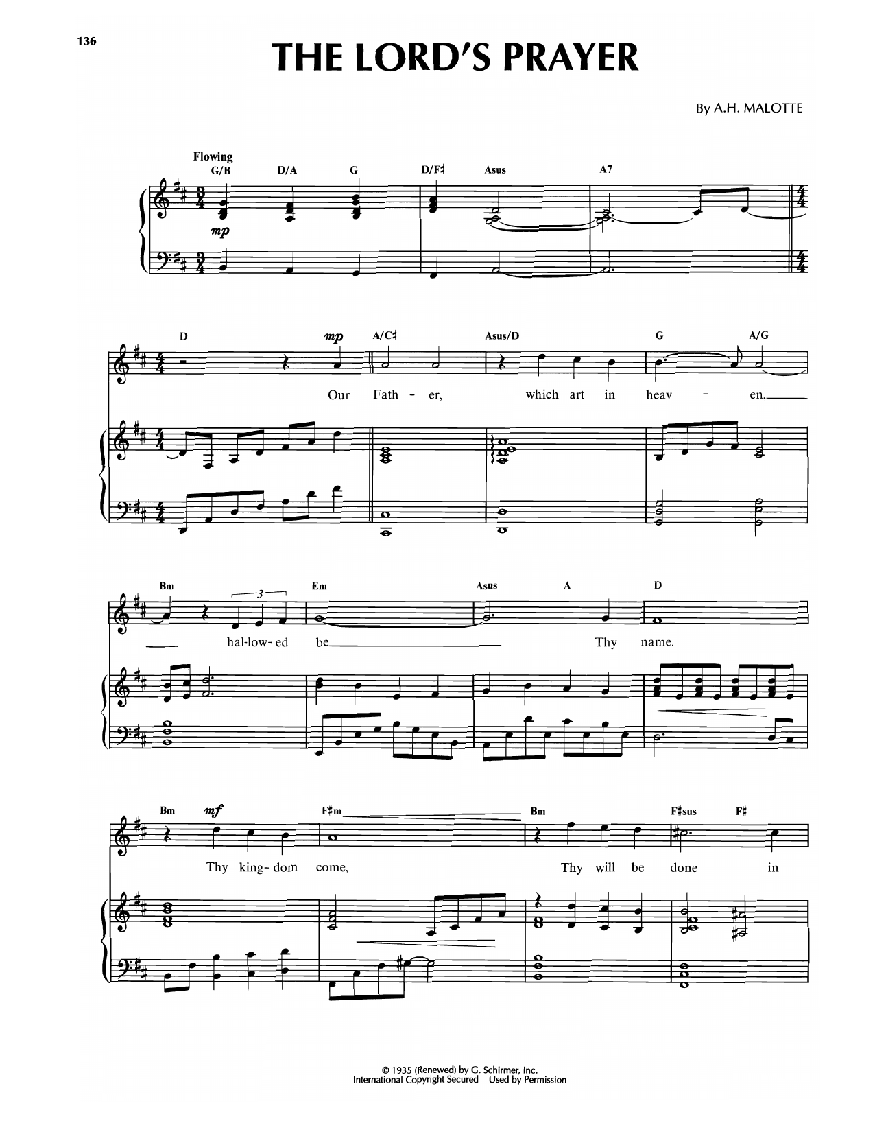 Sandi Patti The Lord's Prayer sheet music notes and chords arranged for Piano & Vocal