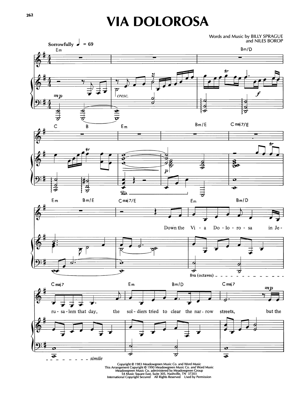 Sandi Patti Via Dolorosa sheet music notes and chords arranged for Piano & Vocal