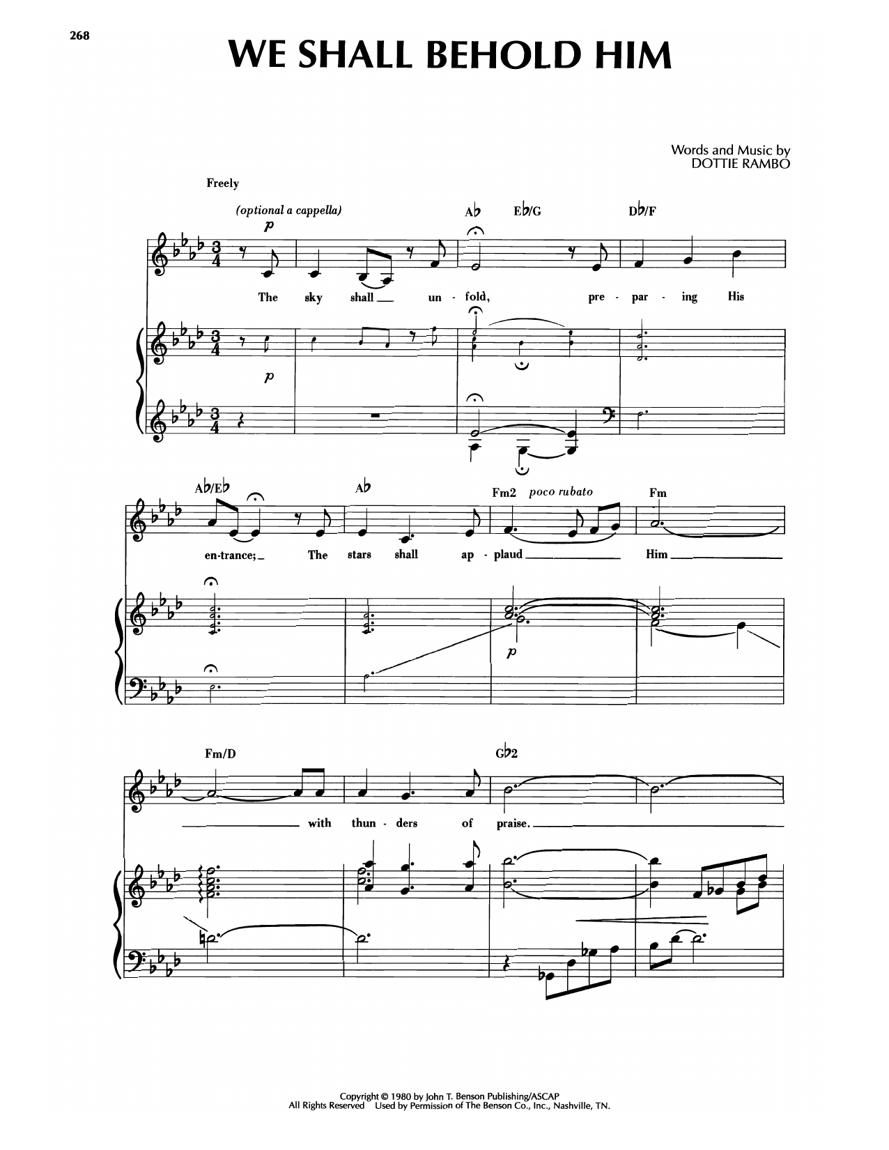 Sandi Patti We Shall Behold Him sheet music notes and chords arranged for Piano & Vocal