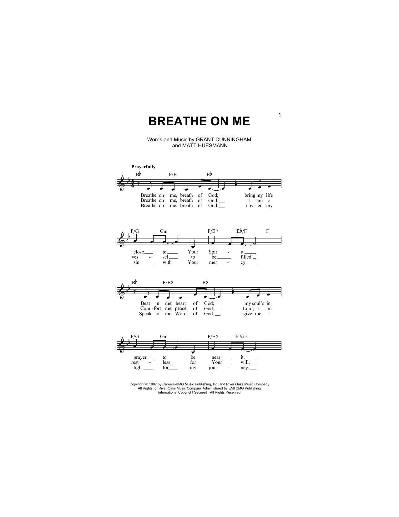 Sandi Patty Breathe On Me sheet music notes and chords arranged for Lead Sheet / Fake Book