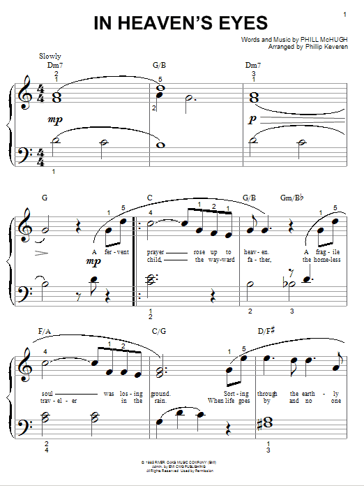 Sandi Patty In Heaven's Eyes (arr. Phillip Keveren) sheet music notes and chords arranged for Big Note Piano