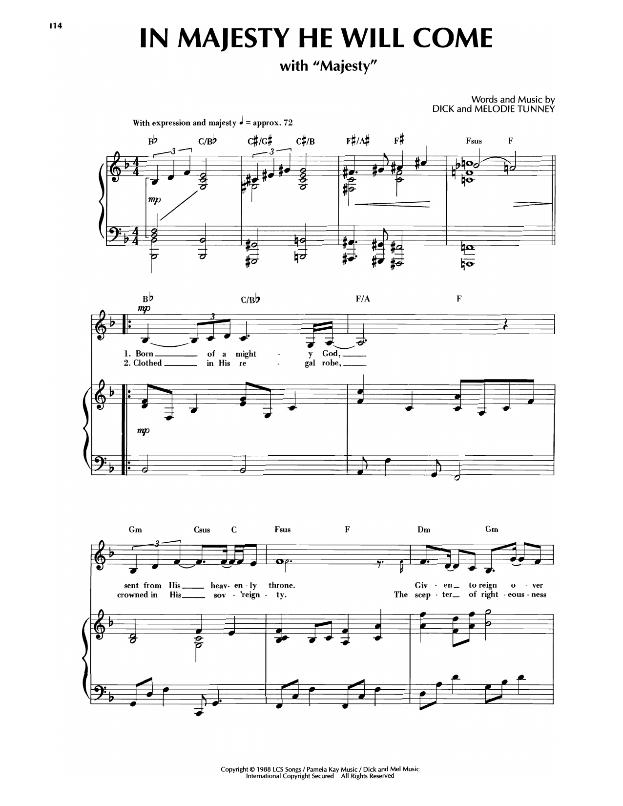 Sandi Patty In Majesty He Will Come sheet music notes and chords arranged for Piano & Vocal