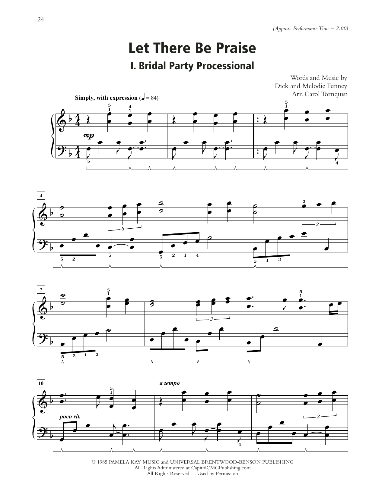 Sandi Patty Let There Be Praise (arr. Carol Tornquist) sheet music notes and chords arranged for Piano Solo