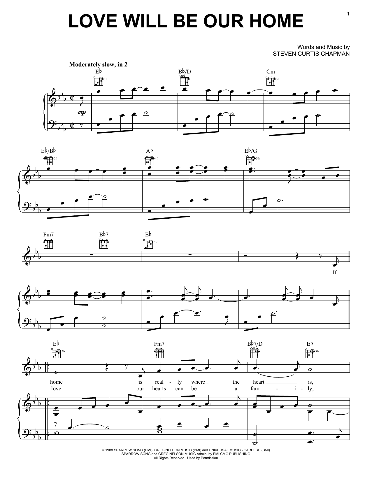 Sandi Patty Love Will Be Our Home sheet music notes and chords arranged for Piano, Vocal & Guitar Chords (Right-Hand Melody)