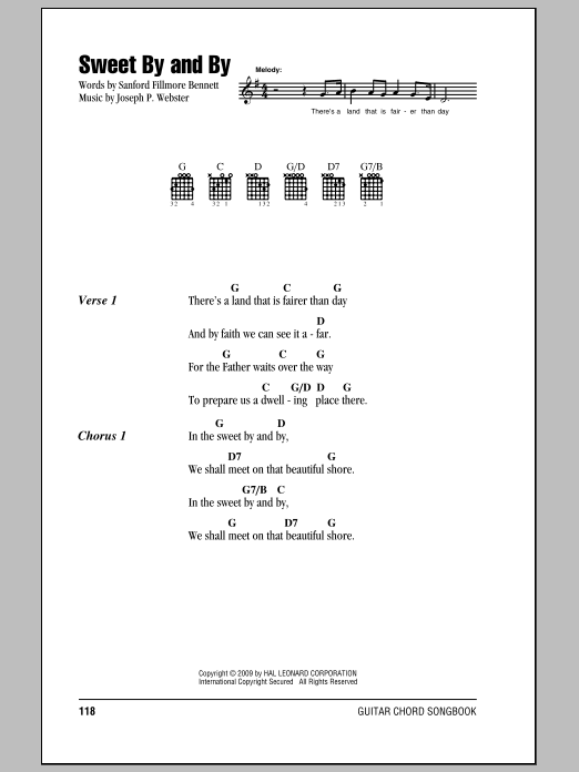 Sanford Fillmore Bennett Sweet By And By sheet music notes and chords arranged for 5-Finger Piano