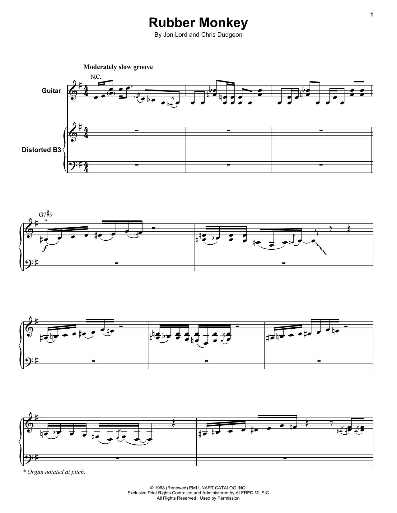 Santa Barbara Machine Head Rubber Monkey sheet music notes and chords arranged for Keyboard Transcription