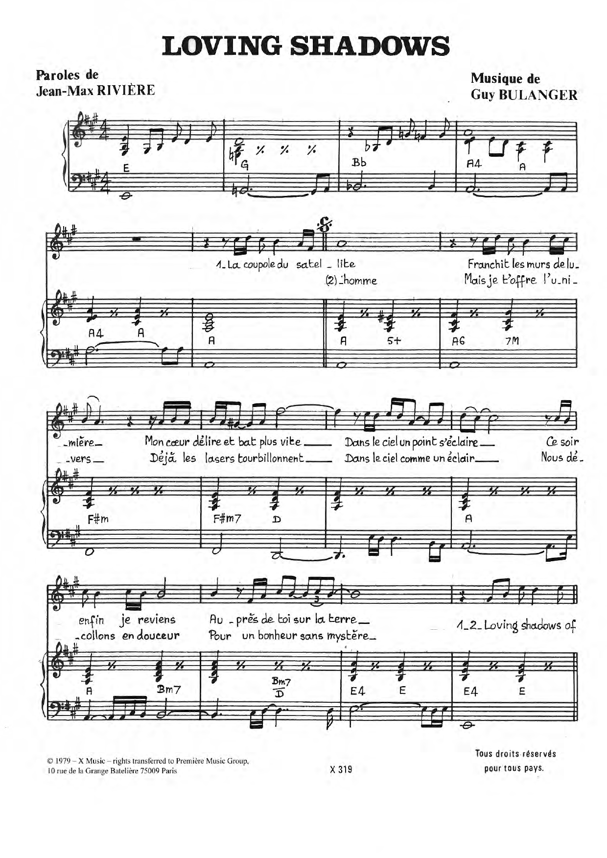 Santa Monica Loving Shadows sheet music notes and chords arranged for Piano & Vocal