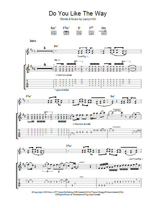 Santana Do You Like The Way sheet music notes and chords arranged for Guitar Tab