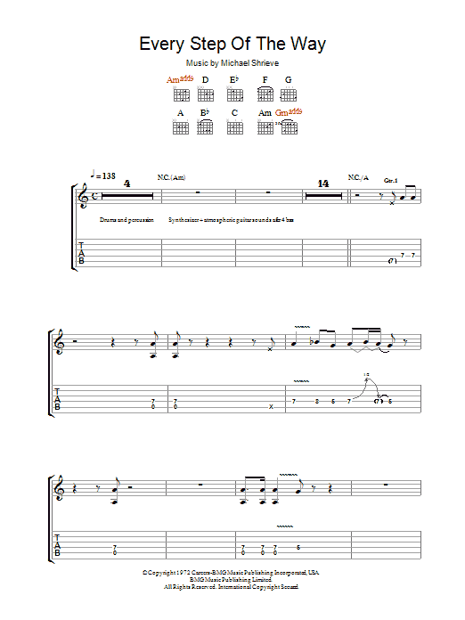 Santana Every Step Of The Way sheet music notes and chords arranged for Guitar Tab