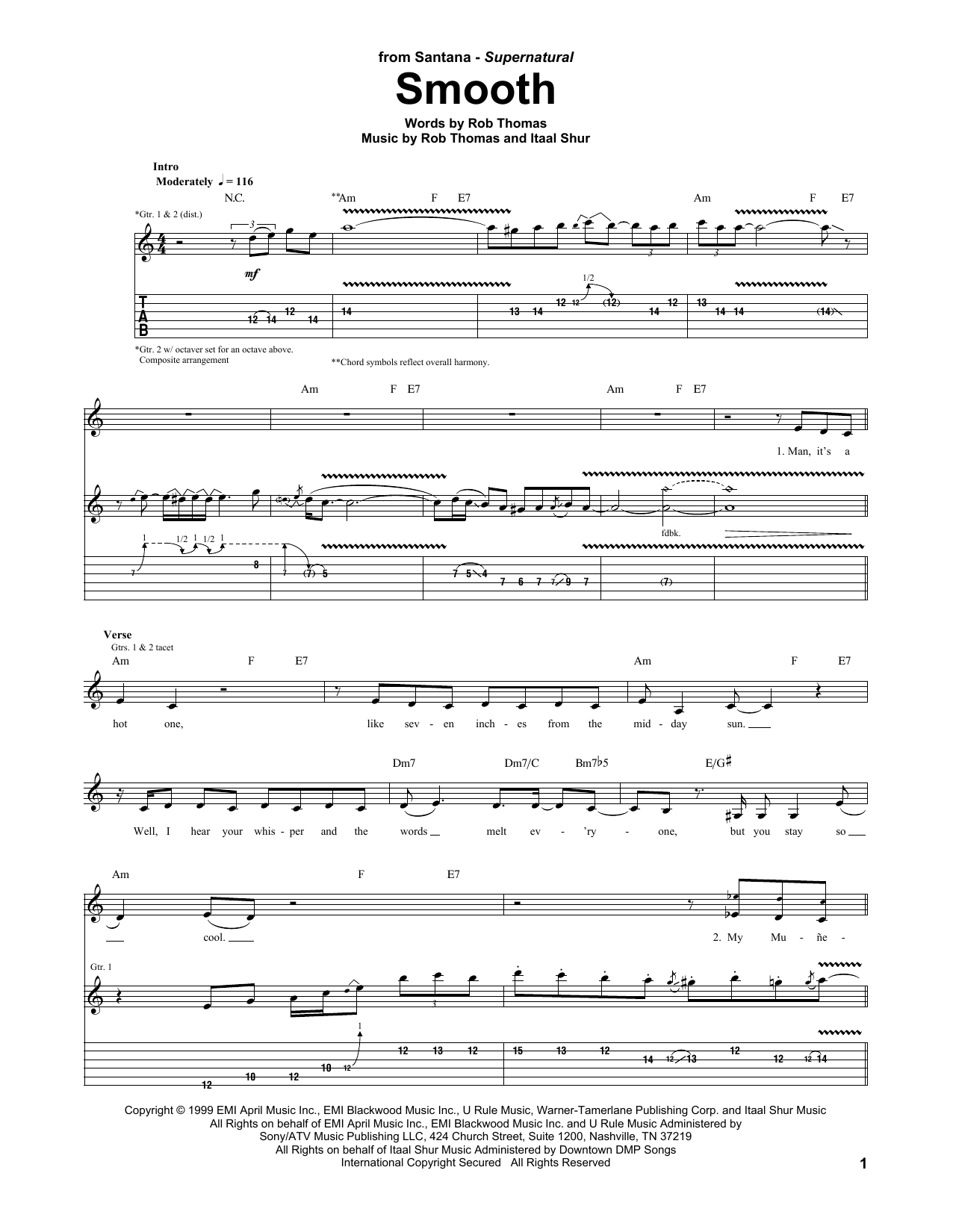 Santana featuring Rob Thomas Smooth sheet music notes and chords arranged for Clarinet Solo