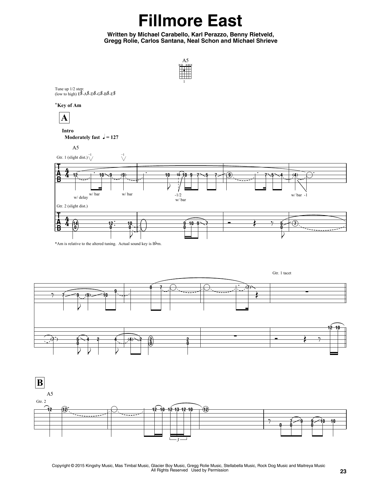 Santana Fillmore East sheet music notes and chords arranged for Guitar Rhythm Tab