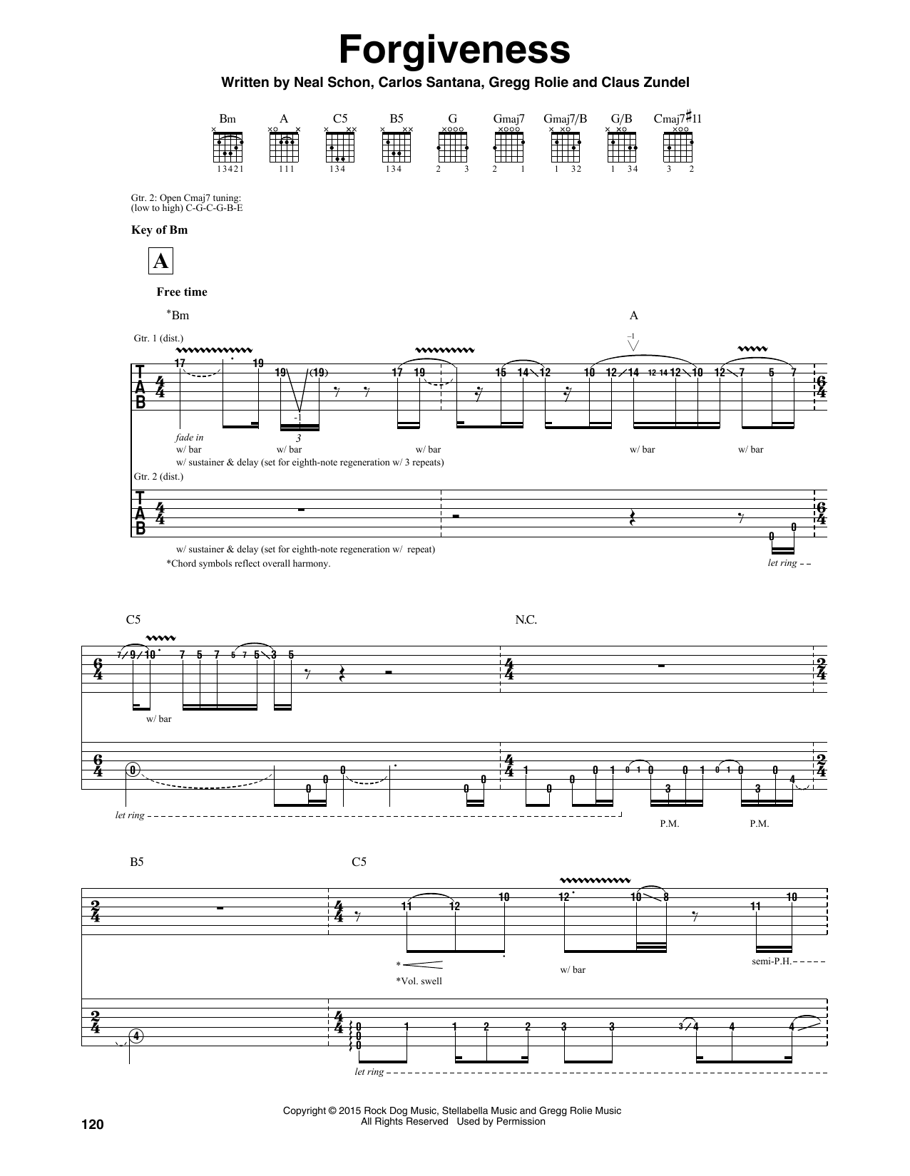 Santana Forgiveness sheet music notes and chords arranged for Guitar Rhythm Tab