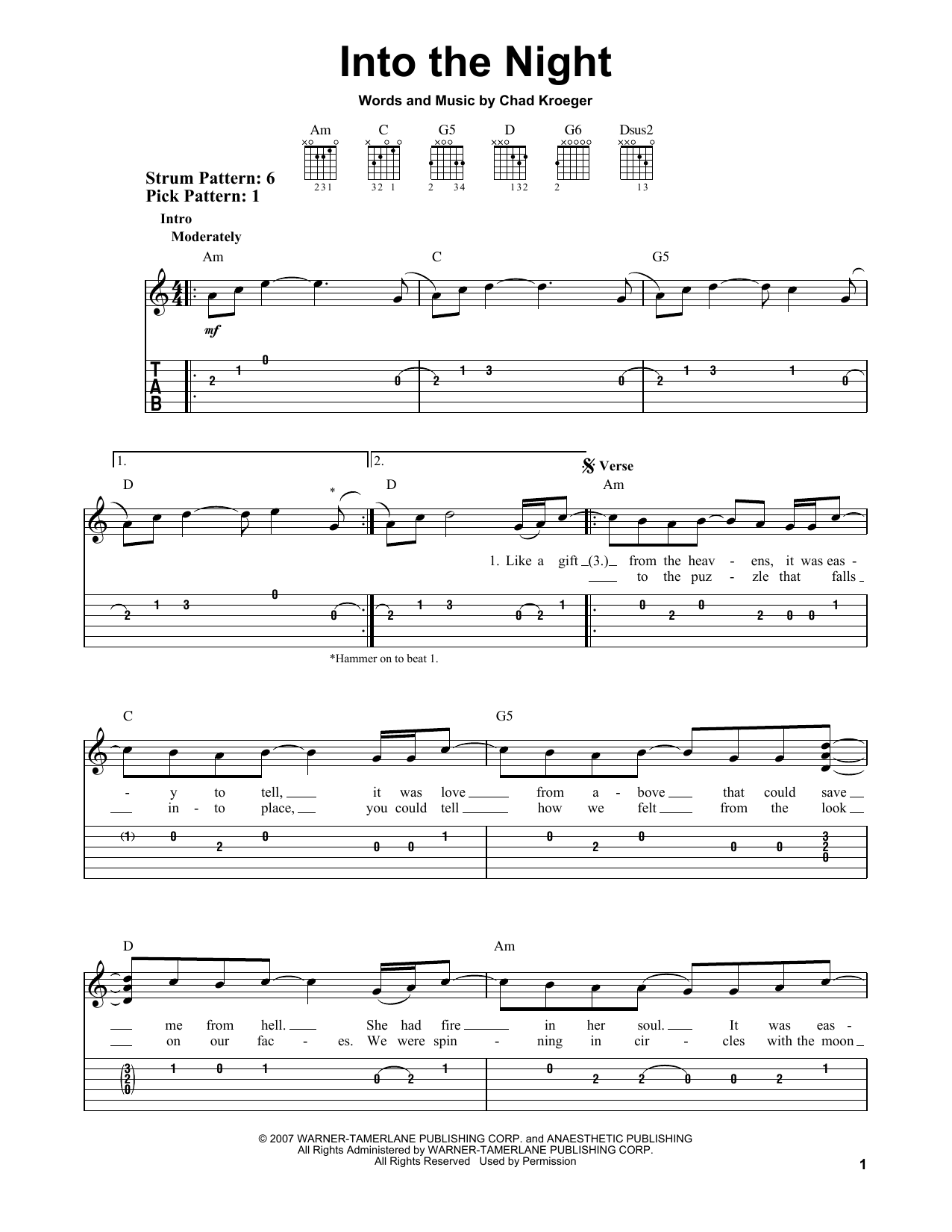 Santana Into The Night sheet music notes and chords arranged for Piano, Vocal & Guitar Chords (Right-Hand Melody)