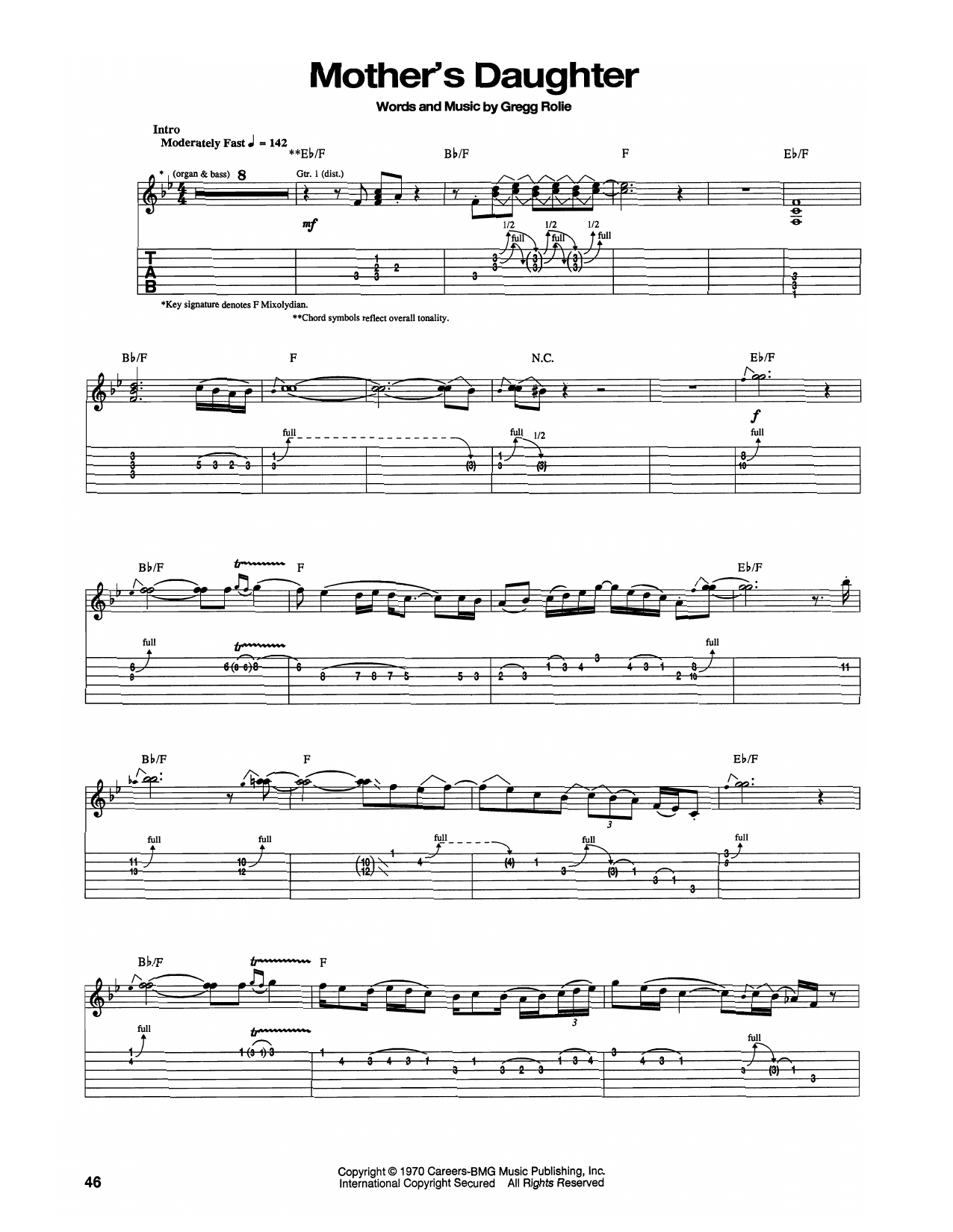 Santana Mother's Daughter sheet music notes and chords arranged for Guitar Tab