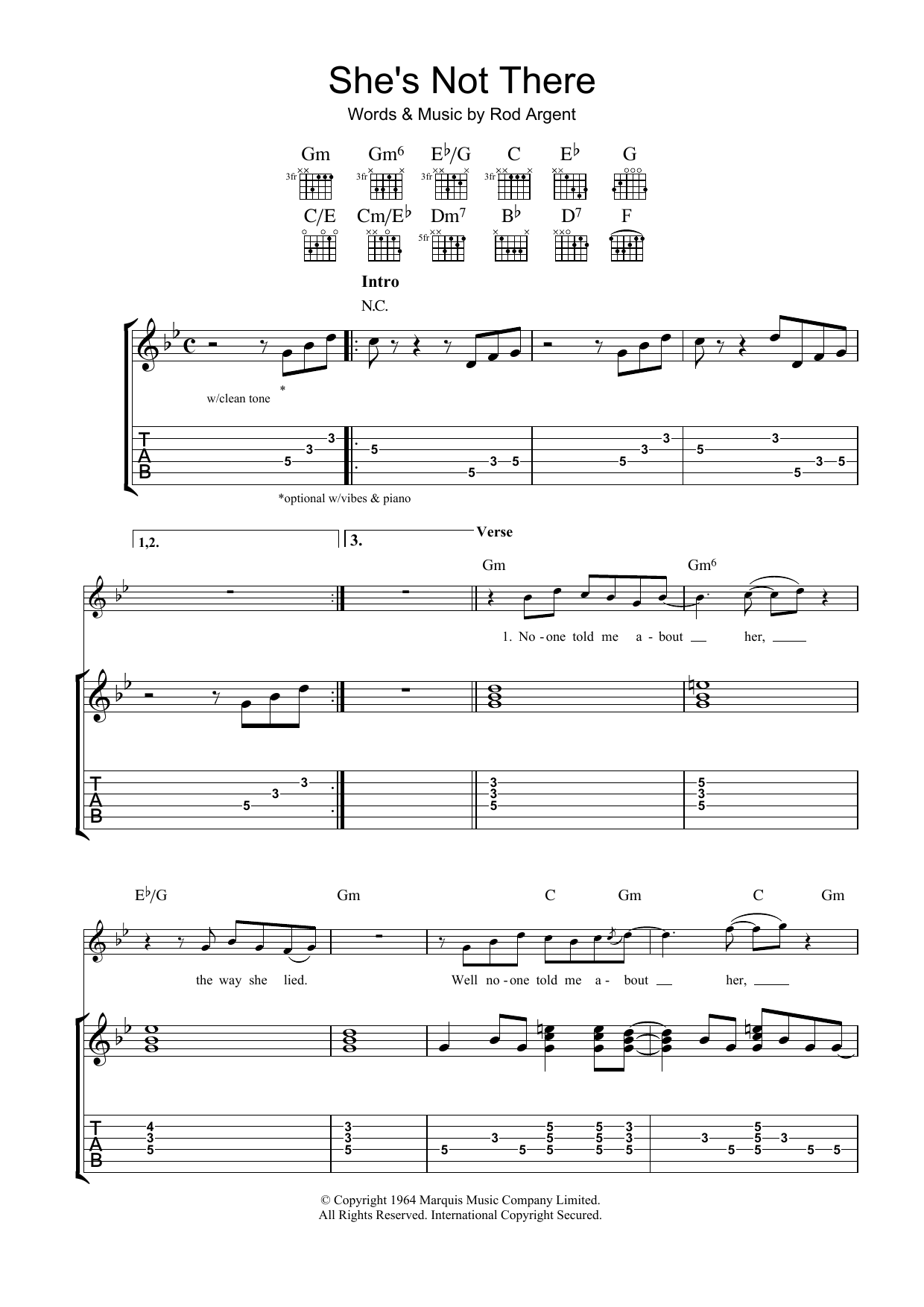 Santana She's Not There sheet music notes and chords arranged for Guitar Tab