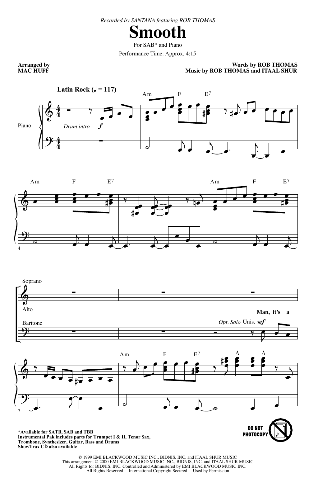 Santana Smooth (arr. Mac Huff) sheet music notes and chords arranged for TBB Choir