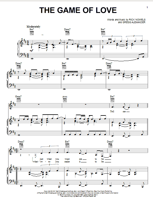Santana The Game Of Love sheet music notes and chords arranged for Piano, Vocal & Guitar Chords (Right-Hand Melody)