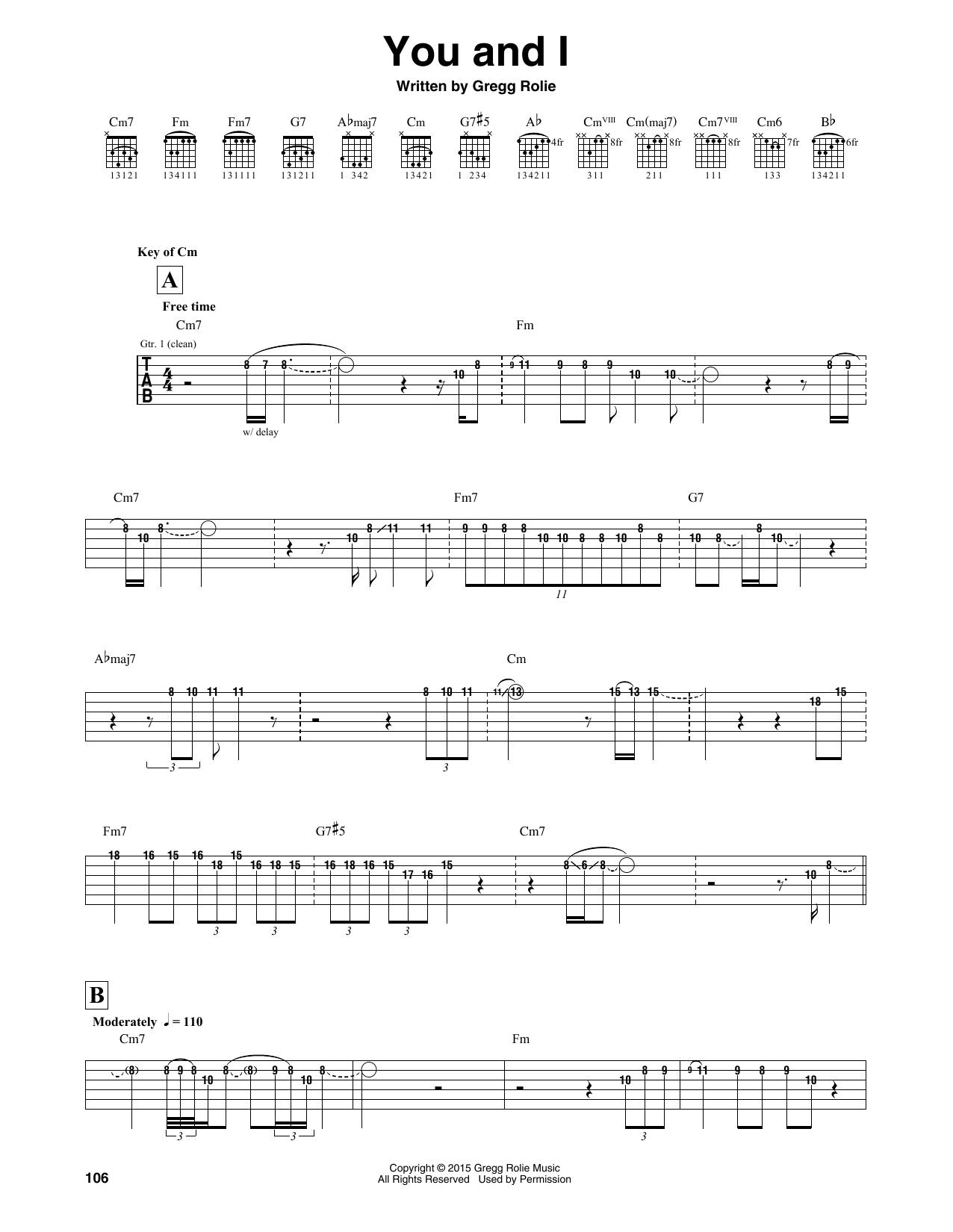 Santana You And I sheet music notes and chords arranged for Guitar Rhythm Tab