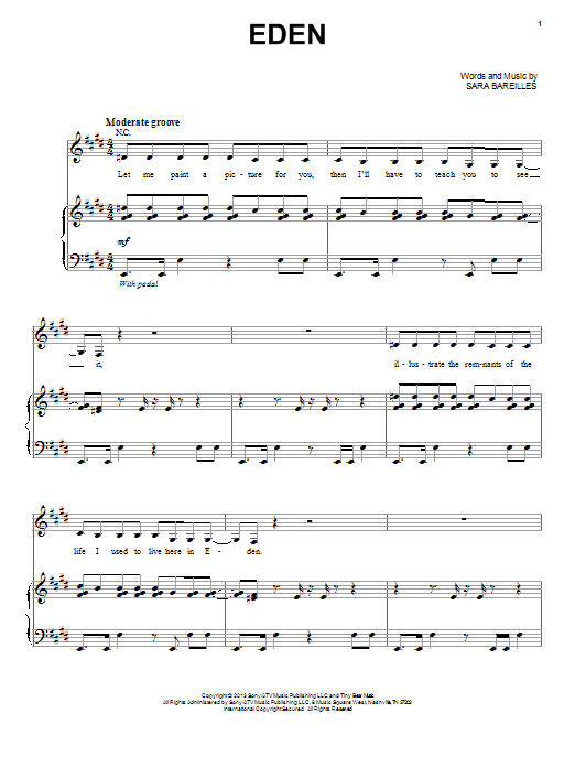 Sara Bareilles Eden sheet music notes and chords arranged for Piano, Vocal & Guitar Chords (Right-Hand Melody)
