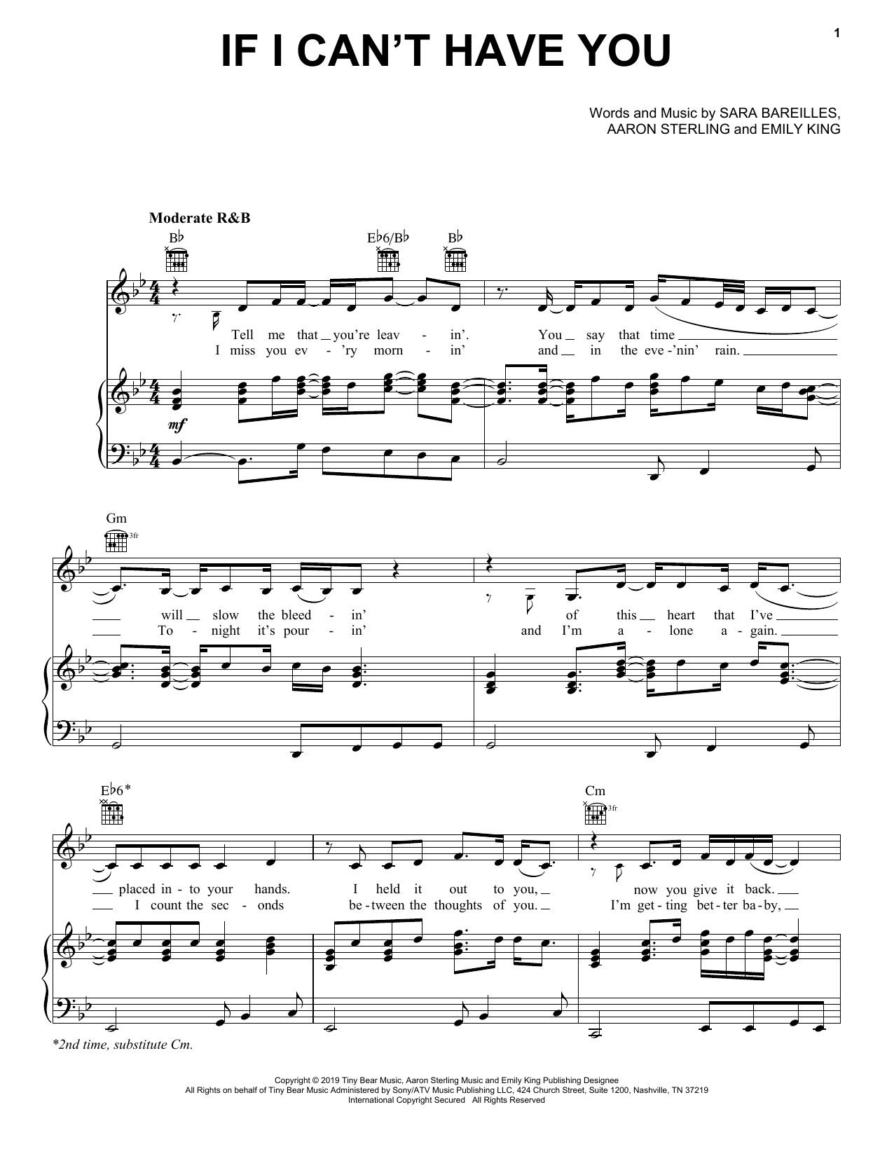 Sara Bareilles If I Can't Have You sheet music notes and chords arranged for Piano, Vocal & Guitar Chords (Right-Hand Melody)