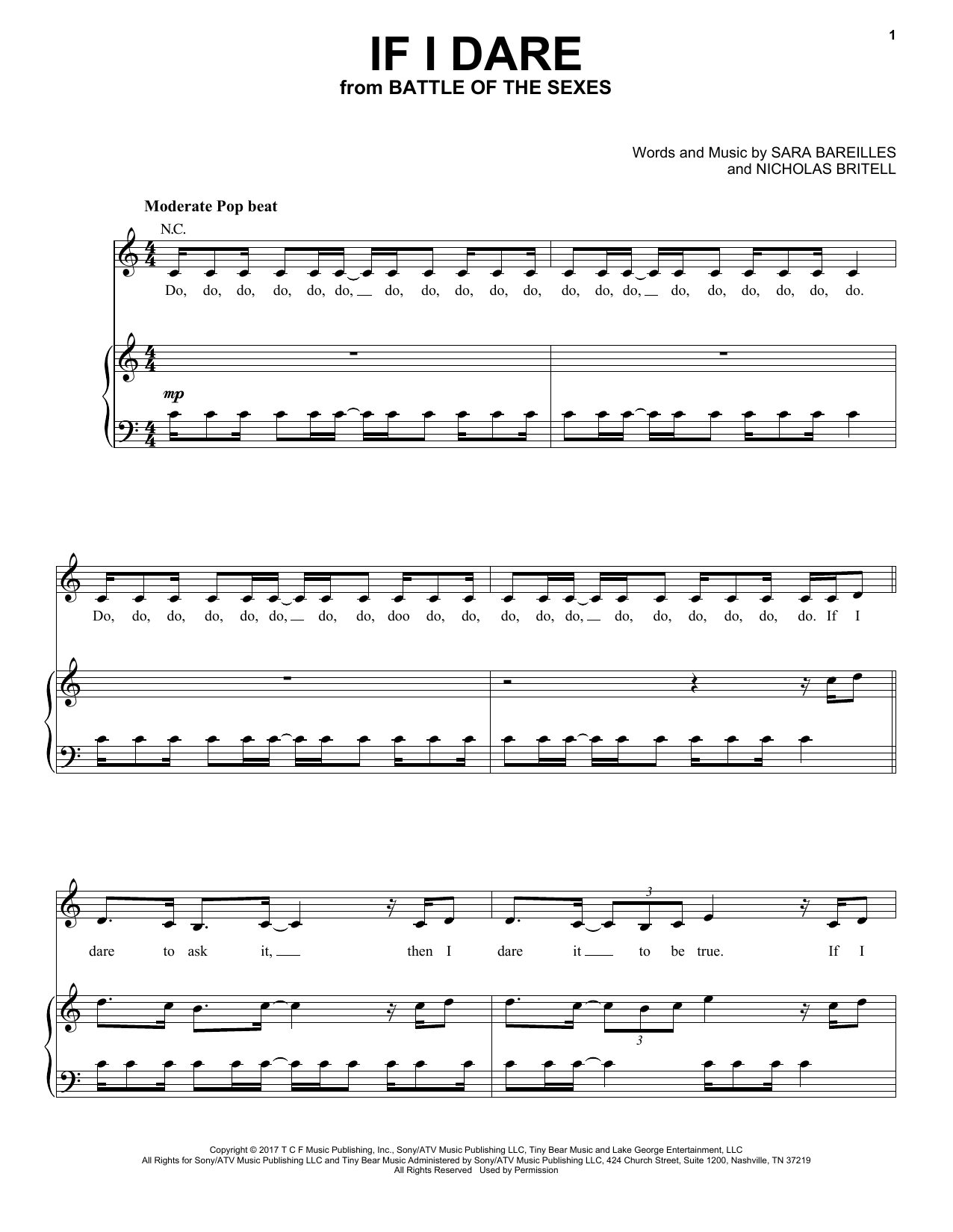 Sara Bareilles If I Dare sheet music notes and chords arranged for Piano, Vocal & Guitar Chords (Right-Hand Melody)
